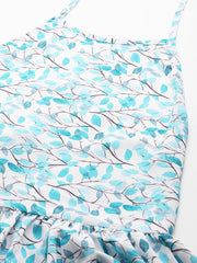 Women Off White & Green Halter Dress