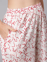 Women Off-White Ethnic Printed straight Kurta With Palazzo