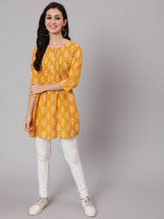 Women Mustard Ethnic Printed Tunic