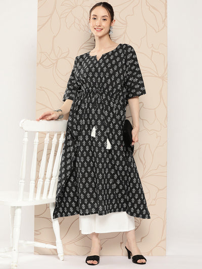 Women Black Ethnic Printed Kaftan