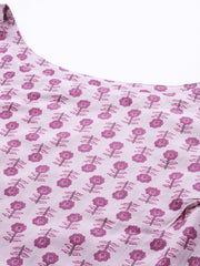 Women Mauve Ethnic Printed Straight Sleevless Kurta