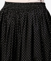 Nayo Black printed 3/4th sleeve cotton kurta with printed skirt