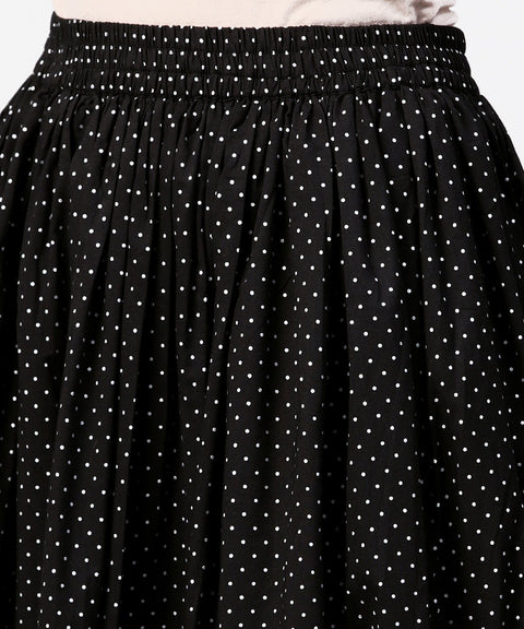 Nayo Black printed 3/4th sleeve cotton kurta with printed skirt