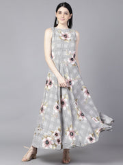 Daima Women Black (Multi) Floral Printed Round Neck Fit and Flare Dress