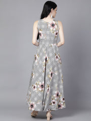 Daima Women Black (Multi) Floral Printed Round Neck Fit and Flare Dress