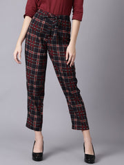 Daima Women Multi Checked Casual Georgette Trouser