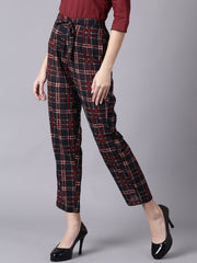Daima Women Multi Checked Casual Georgette Trouser