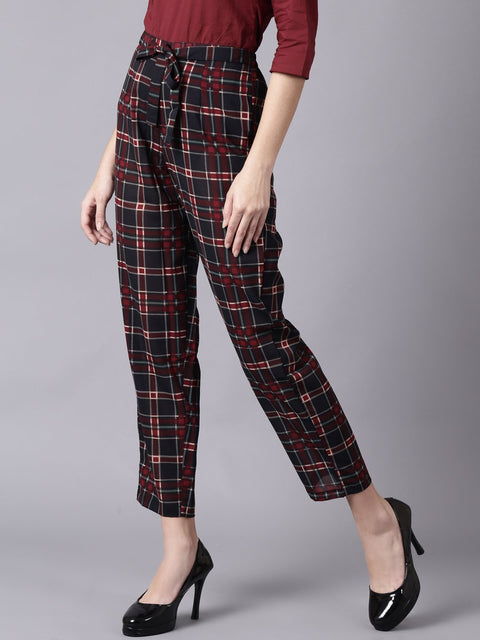 Daima Women Multi Checked Casual Georgette Trouser
