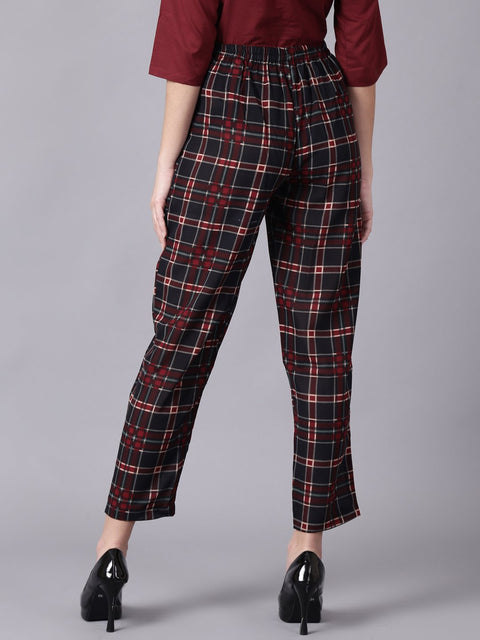Daima Women Multi Checked Casual Georgette Trouser