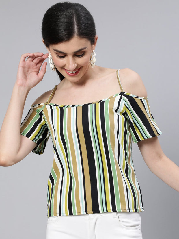 Women Multi Striped Off-Shoulder Tunic