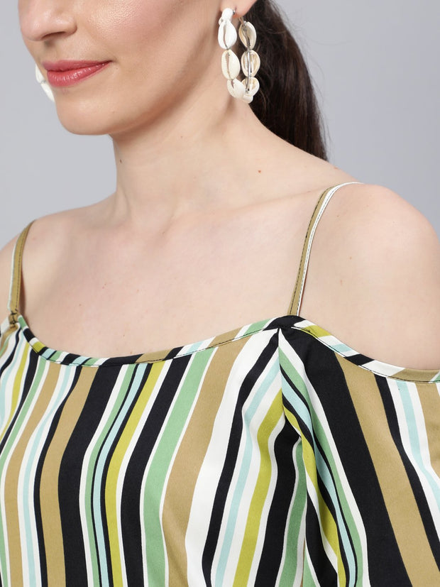 Women Multi Striped Off-Shoulder Tunic