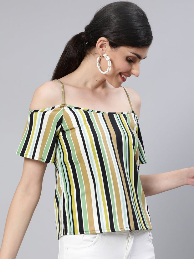 Women Multi Striped Off-Shoulder Tunic