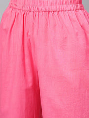 Nayo White printed Floral Straight Kurta Set with Solid pink pants