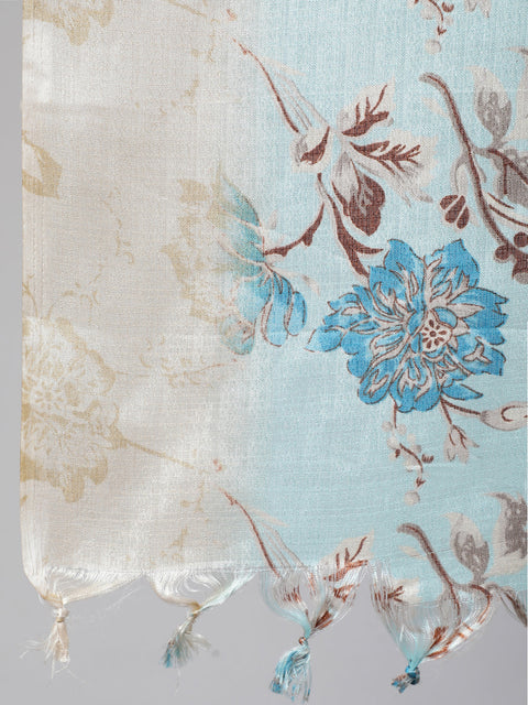 Women Cream Straight Solid Kurta With Trouser And Art Silk Dupatta