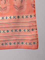 Women Rust Printed Straight Kurta With Plazo & Dupatta