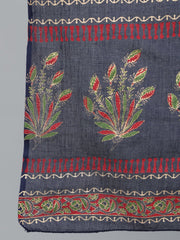 Women Red and Navy Blue Gold Printed Straight Kurta With Palazzo & Dupatta