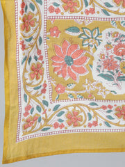 Women Mustard Three-Quarter Sleeves Straight Kurta With Palazzo and Dupatta with pockets