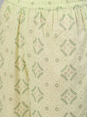 Women Green Three-Quarter Sleeves Straight Kurta With Palazzo and Dupatta with pockets And Face Mask