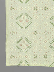 Women Green Three-Quarter Sleeves Straight Kurta With Palazzo and Dupatta with pockets And Face Mask