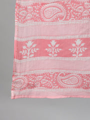 Women Pink Three-Quarter Sleeves Ethnic Motif Printed Straight Kurta-Palazzo with pockets and Dupatta