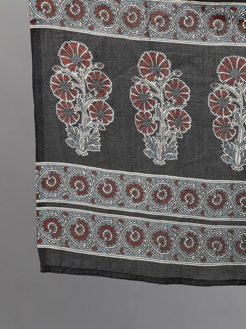 Women Black and White Three-Quarter Sleeves Printed Kurta-Palazzo with pockets Dupatta