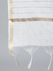 Women Off White & Gold printed Straight Kurta With Plazo & Dupatta