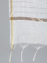 Women Off-White & Gold Printed A-line  Kurta With Plazzo & Dupatta