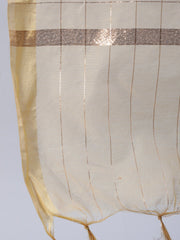 Women Brown Block Printed Dress With Chanderi Dupatta