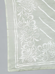 Women Sage Green & Off-White Printed Straight Kurta With Plazzo  & Dupatta