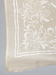 Women Beige Printed Straight Kurta With Plazo & Dupatta