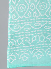 Women Green Printed Straight Kurta Wiith Plazo & Dupatta