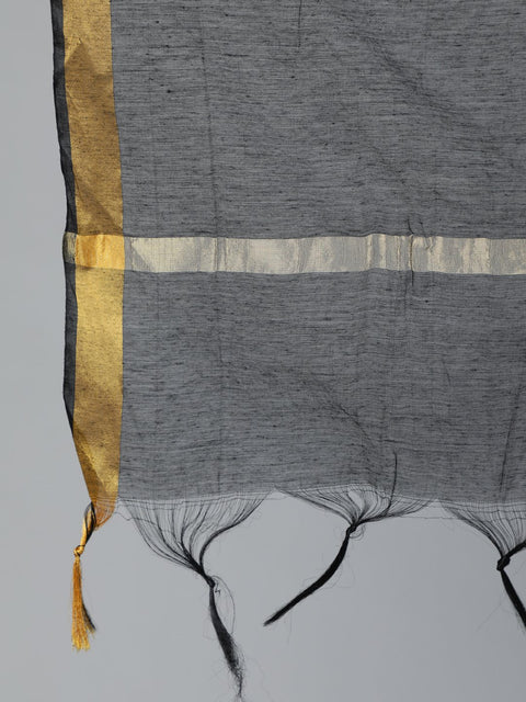 Women Off-White & Black Printed Straight Kurta With Plazzo  & Dupatta