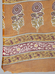 Women Mustard & Maroon Printed Straight Kurta With Plazzo  & Dupatta