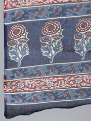 Women Indigo Blue Printed Straight Kurta Wiith Plazo & Dupatta