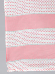 Women Peach & Silver Printed Straight Kurta With Plazzo  & Dupatta