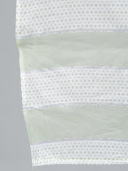 Women Sage Green & Silver Floral Printed Straight Kurta With Plazo & Dupatta