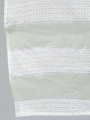 Women Sage Green & Silver Printed Straight Kurta With Plazo & Dupatta