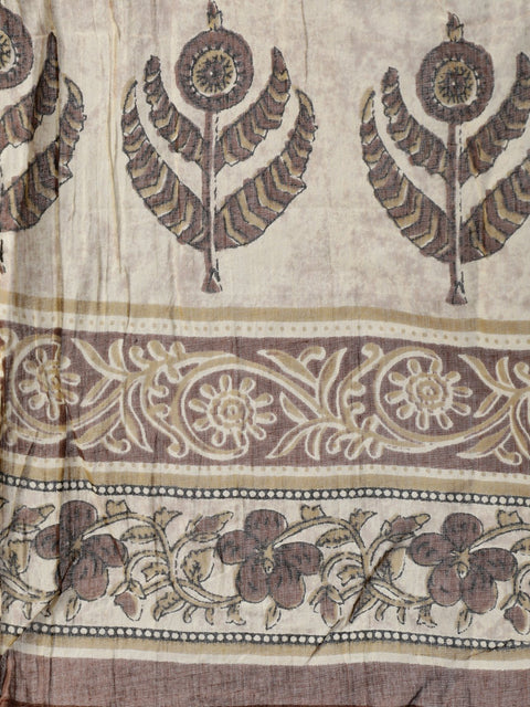 Women Brown Printed Straight Kurta With Palazo & Dupatta