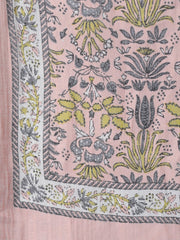 Women Peach Floral Printed Flared Kurta With Trouser & Dupatta