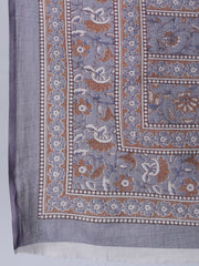 Women Grey Floral Printed Straight Kurta With Palazo & Dupatta