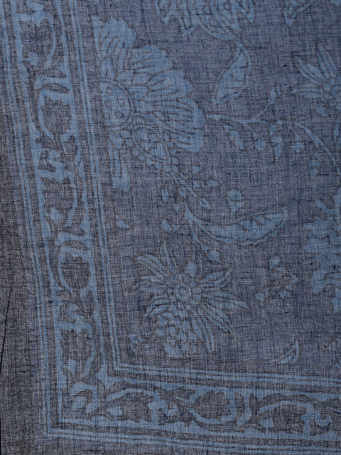 Women Indigo Floral Printed Straight  Kurta With Palazo & Dupatta