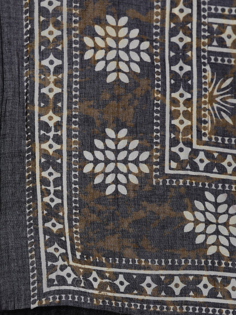 Women Black Printed Straight  Kurta With Palazo & Dupatta