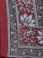 Women Red Printed Straight  Kurta With Palazo & Dupatta