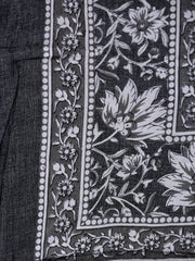 Women Black & Whites Floral Printed Straight Kurta With Palazo & Dupatta