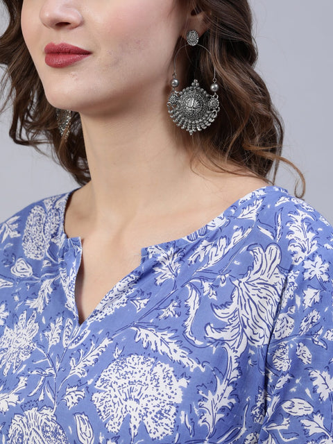 Women Purple Printed Straight Kurta With Palzo & Dupatta