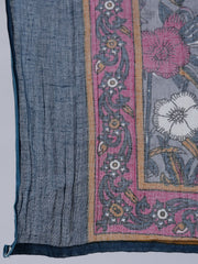 Women Grey Printed Flared Kurta With Palzo & Dupatta