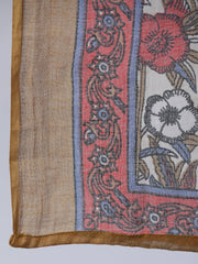 Women Off- White Printed Flared Kurta With Palzo & Dupatta