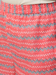 Women Pink Printed Straight Kurta With Plazo & Dupatta