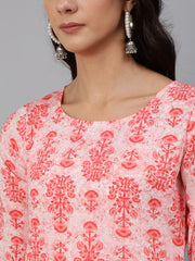 Women Pink Printed Kurta Set With Plazo & Dupatta