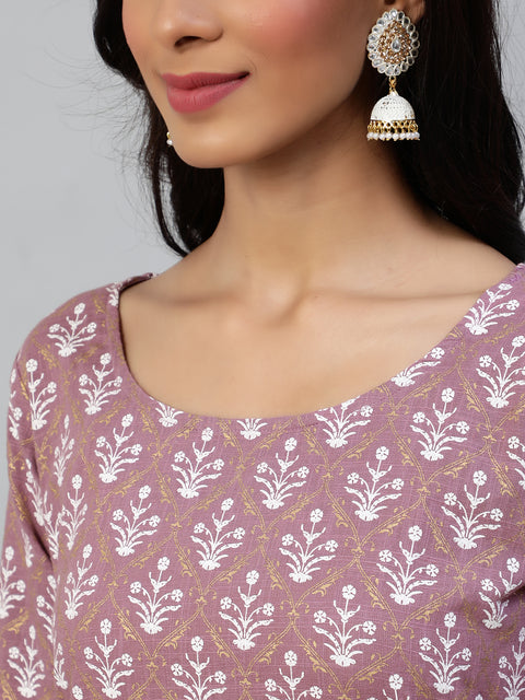 Women Pink Straight Kurta With Plazo & Sequened Dupatta
